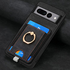 Coque Silicone Gel Motif Cuir Housse Etui SD2 pour Google Pixel 7 Pro 5G Noir