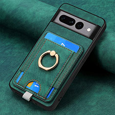 Coque Silicone Gel Motif Cuir Housse Etui SD2 pour Google Pixel 7 Pro 5G Vert