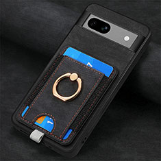 Coque Silicone Gel Motif Cuir Housse Etui SD2 pour Google Pixel 7a 5G Noir