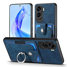 Coque Silicone Gel Motif Cuir Housse Etui SD2 pour Huawei Honor 90 Lite 5G Bleu