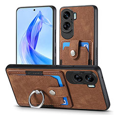 Coque Silicone Gel Motif Cuir Housse Etui SD2 pour Huawei Honor 90 Lite 5G Marron