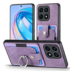 Coque Silicone Gel Motif Cuir Housse Etui SD2 pour Huawei Honor X8a 4G Violet Clair