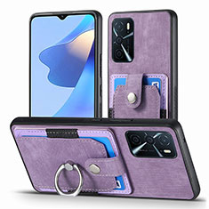 Coque Silicone Gel Motif Cuir Housse Etui SD2 pour Oppo A16 Violet Clair