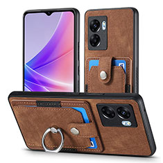 Coque Silicone Gel Motif Cuir Housse Etui SD2 pour Oppo A57 5G Marron