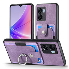 Coque Silicone Gel Motif Cuir Housse Etui SD2 pour Oppo A57 5G Violet Clair