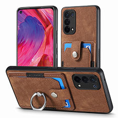 Coque Silicone Gel Motif Cuir Housse Etui SD2 pour Oppo A74 5G Marron