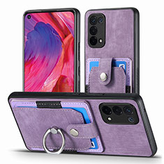 Coque Silicone Gel Motif Cuir Housse Etui SD2 pour Oppo A74 5G Violet Clair