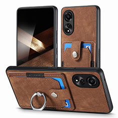 Coque Silicone Gel Motif Cuir Housse Etui SD2 pour Oppo A78 4G Marron