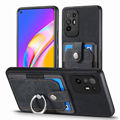 Coque Silicone Gel Motif Cuir Housse Etui SD2 pour Oppo A94 5G Noir