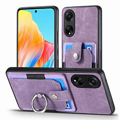 Coque Silicone Gel Motif Cuir Housse Etui SD2 pour Oppo A98 5G Violet Clair