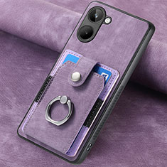 Coque Silicone Gel Motif Cuir Housse Etui SD2 pour Realme 10 4G Violet Clair