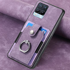 Coque Silicone Gel Motif Cuir Housse Etui SD2 pour Realme 8 4G Violet Clair