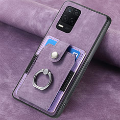 Coque Silicone Gel Motif Cuir Housse Etui SD2 pour Realme 8 5G Violet Clair