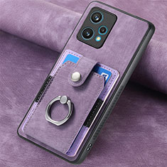 Coque Silicone Gel Motif Cuir Housse Etui SD2 pour Realme 9 Pro+ Plus 5G Violet Clair