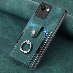 Coque Silicone Gel Motif Cuir Housse Etui SD2 pour Realme C30 Vert