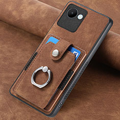 Coque Silicone Gel Motif Cuir Housse Etui SD2 pour Realme C30s Marron