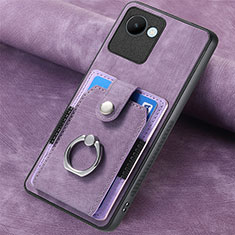 Coque Silicone Gel Motif Cuir Housse Etui SD2 pour Realme C30s Violet Clair