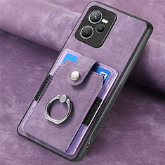 Coque Silicone Gel Motif Cuir Housse Etui SD2 pour Realme Narzo 50A Prime Violet Clair