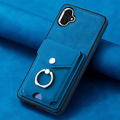 Coque Silicone Gel Motif Cuir Housse Etui SD2 pour Samsung Galaxy A04 4G Bleu