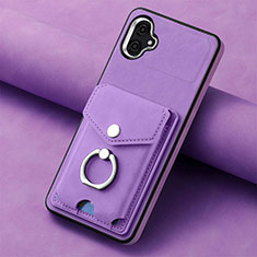 Coque Silicone Gel Motif Cuir Housse Etui SD2 pour Samsung Galaxy A04E Violet Clair