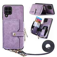 Coque Silicone Gel Motif Cuir Housse Etui SD2 pour Samsung Galaxy M12 Violet Clair