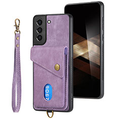 Coque Silicone Gel Motif Cuir Housse Etui SD2 pour Samsung Galaxy S25 Plus 5G Violet Clair