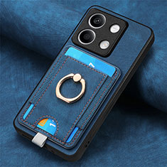 Coque Silicone Gel Motif Cuir Housse Etui SD2 pour Xiaomi Redmi Note 13 5G Bleu