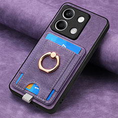 Coque Silicone Gel Motif Cuir Housse Etui SD2 pour Xiaomi Redmi Note 13 5G Violet Clair