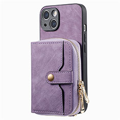 Coque Silicone Gel Motif Cuir Housse Etui SD3 pour Apple iPhone 14 Plus Violet Clair