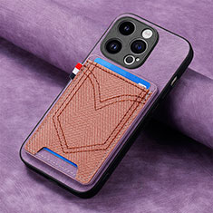 Coque Silicone Gel Motif Cuir Housse Etui SD3 pour Apple iPhone 16 Pro Max Violet Clair