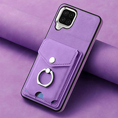 Coque Silicone Gel Motif Cuir Housse Etui SD3 pour Samsung Galaxy A12 Violet