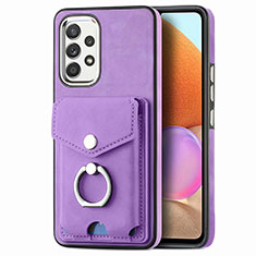 Coque Silicone Gel Motif Cuir Housse Etui SD3 pour Samsung Galaxy A32 4G Violet