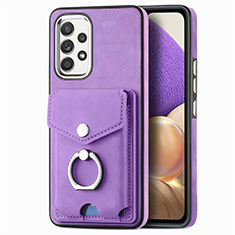 Coque Silicone Gel Motif Cuir Housse Etui SD3 pour Samsung Galaxy A32 5G Violet