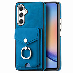 Coque Silicone Gel Motif Cuir Housse Etui SD3 pour Samsung Galaxy A34 5G Bleu