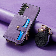 Coque Silicone Gel Motif Cuir Housse Etui SD3 pour Samsung Galaxy S22 Plus 5G Violet Clair