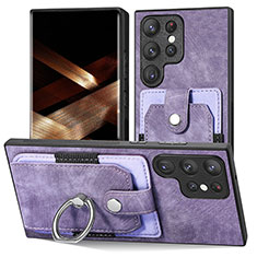 Coque Silicone Gel Motif Cuir Housse Etui SD3 pour Samsung Galaxy S25 Ultra 5G Violet Clair