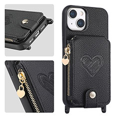 Coque Silicone Gel Motif Cuir Housse Etui SD4 pour Apple iPhone 13 Noir