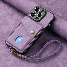 Coque Silicone Gel Motif Cuir Housse Etui SD4 pour Apple iPhone 13 Pro Max Violet Clair