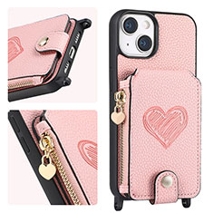 Coque Silicone Gel Motif Cuir Housse Etui SD4 pour Apple iPhone 13 Rose