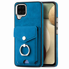 Coque Silicone Gel Motif Cuir Housse Etui SD4 pour Samsung Galaxy A12 5G Bleu