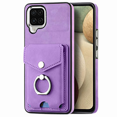 Coque Silicone Gel Motif Cuir Housse Etui SD4 pour Samsung Galaxy A12 5G Violet