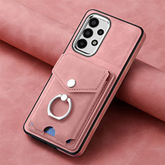 Coque Silicone Gel Motif Cuir Housse Etui SD4 pour Samsung Galaxy A13 4G Rose