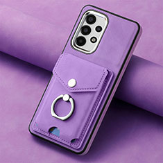 Coque Silicone Gel Motif Cuir Housse Etui SD4 pour Samsung Galaxy A13 4G Violet