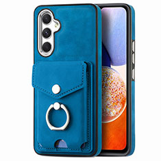 Coque Silicone Gel Motif Cuir Housse Etui SD4 pour Samsung Galaxy A14 4G Bleu