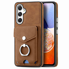 Coque Silicone Gel Motif Cuir Housse Etui SD4 pour Samsung Galaxy A14 4G Marron