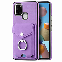 Coque Silicone Gel Motif Cuir Housse Etui SD4 pour Samsung Galaxy A21s Violet