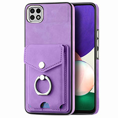 Coque Silicone Gel Motif Cuir Housse Etui SD4 pour Samsung Galaxy A22s 5G Violet