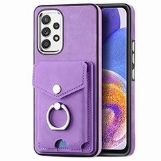 Coque Silicone Gel Motif Cuir Housse Etui SD4 pour Samsung Galaxy A23 4G Violet