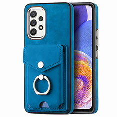 Coque Silicone Gel Motif Cuir Housse Etui SD4 pour Samsung Galaxy A23 5G Bleu