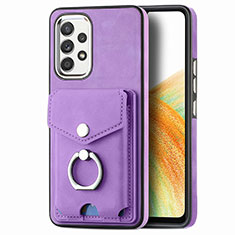 Coque Silicone Gel Motif Cuir Housse Etui SD4 pour Samsung Galaxy A33 5G Violet